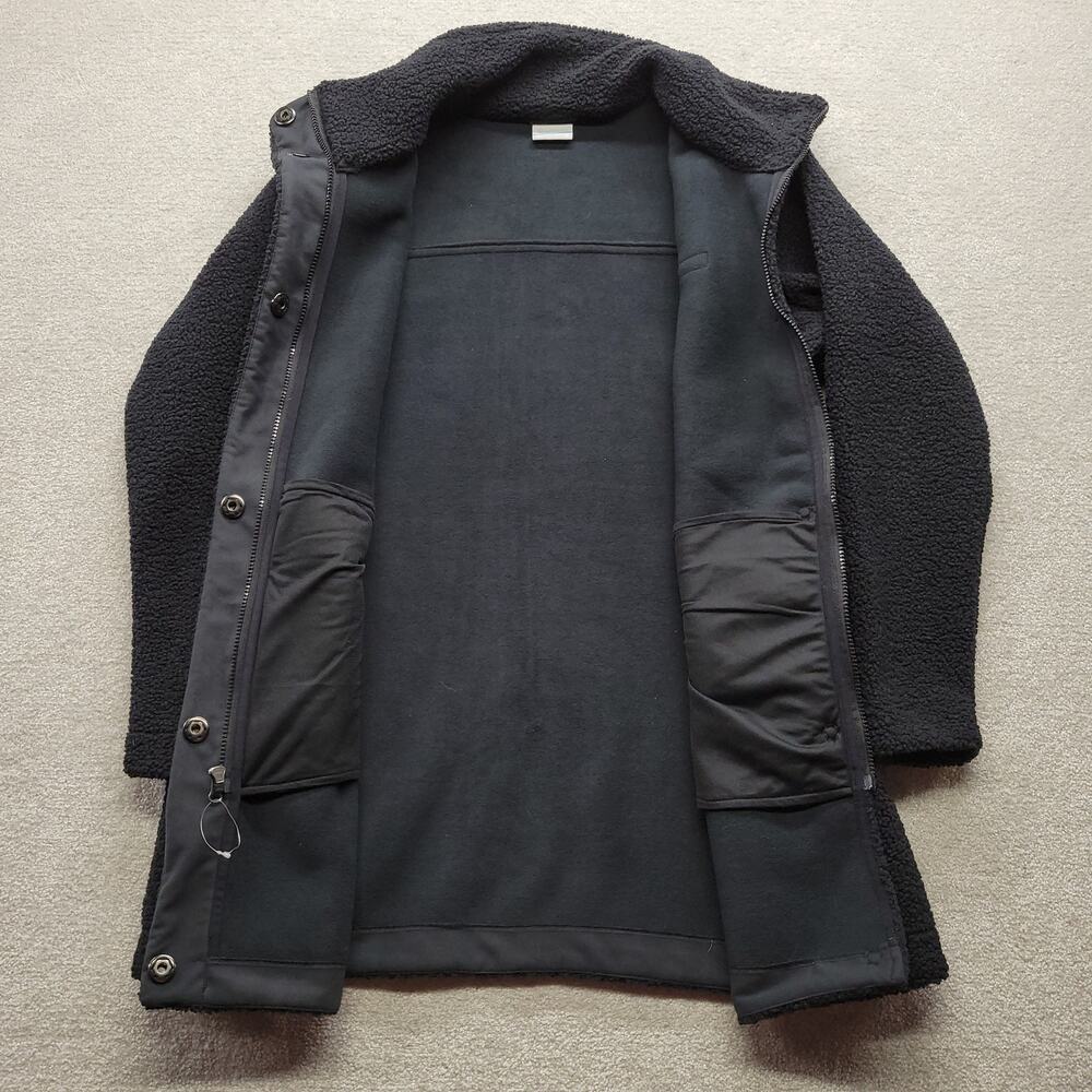 Columbia Womens XL Black Sherpa Teddy Fleece Long Coat Full Zip Jacket - Picture 2 of 8